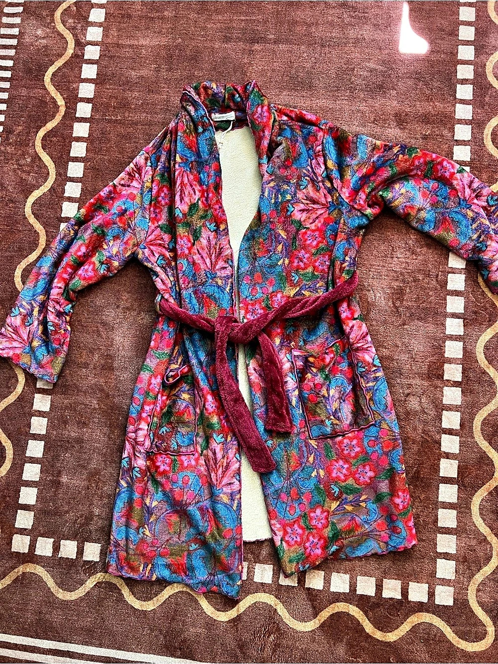 Natural Life Cozy Blanket Robe Floral Belted